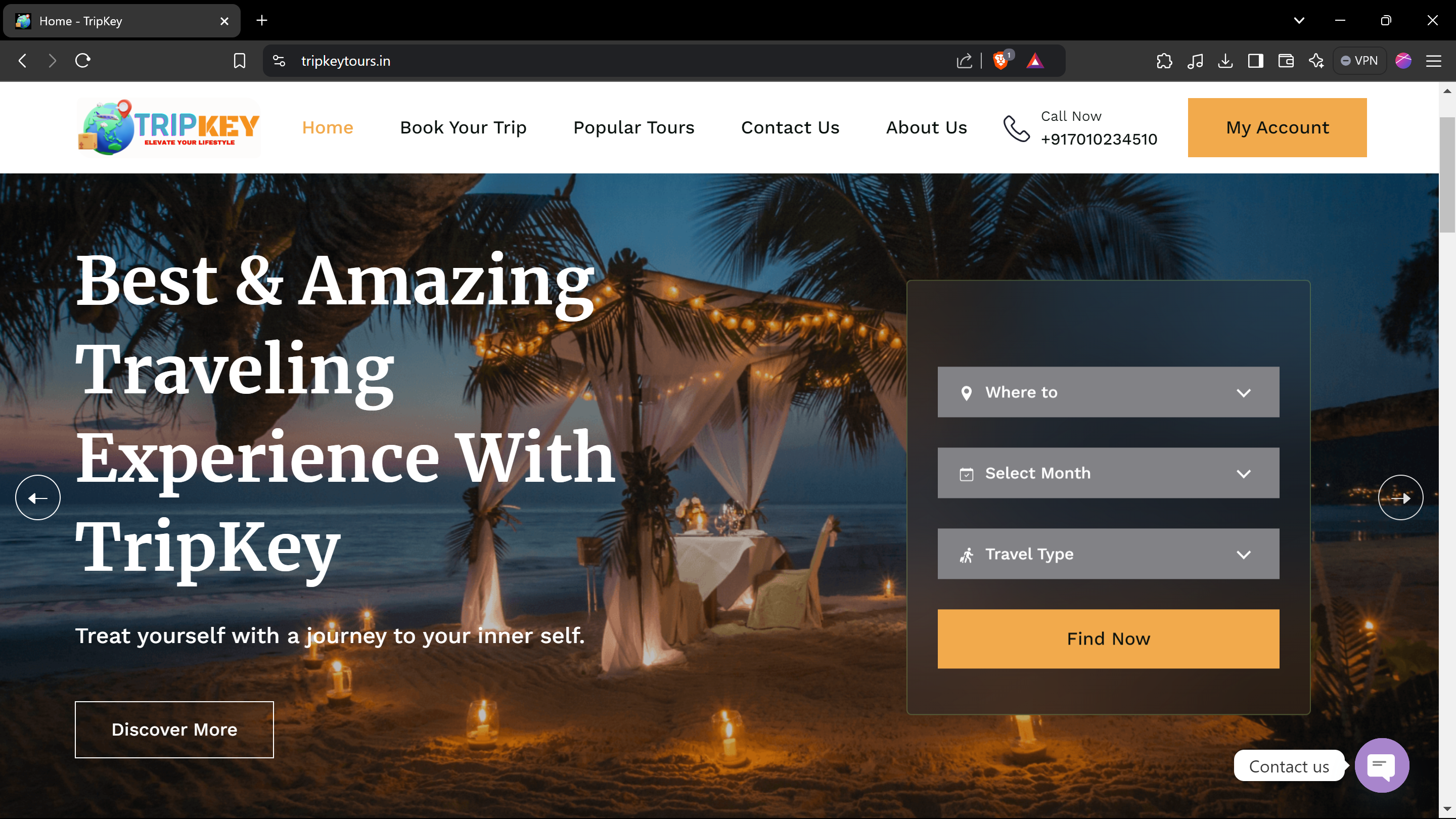TRIPKEY TOURS — desktop preview